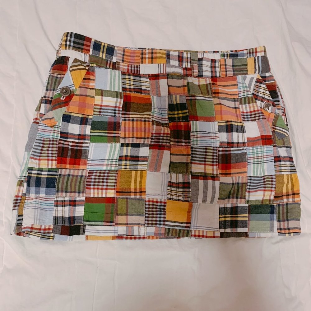 J. Crew patchwork skirt w/ *slight button damage*